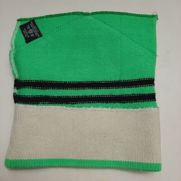 Retro 80's CAPPELLO 100% Wool Intarsia Stripe Pattern Knit Beanie Hat Green OS - Picture 12 of 15